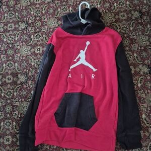 Red and Black Jordan Hoodie with Logo
